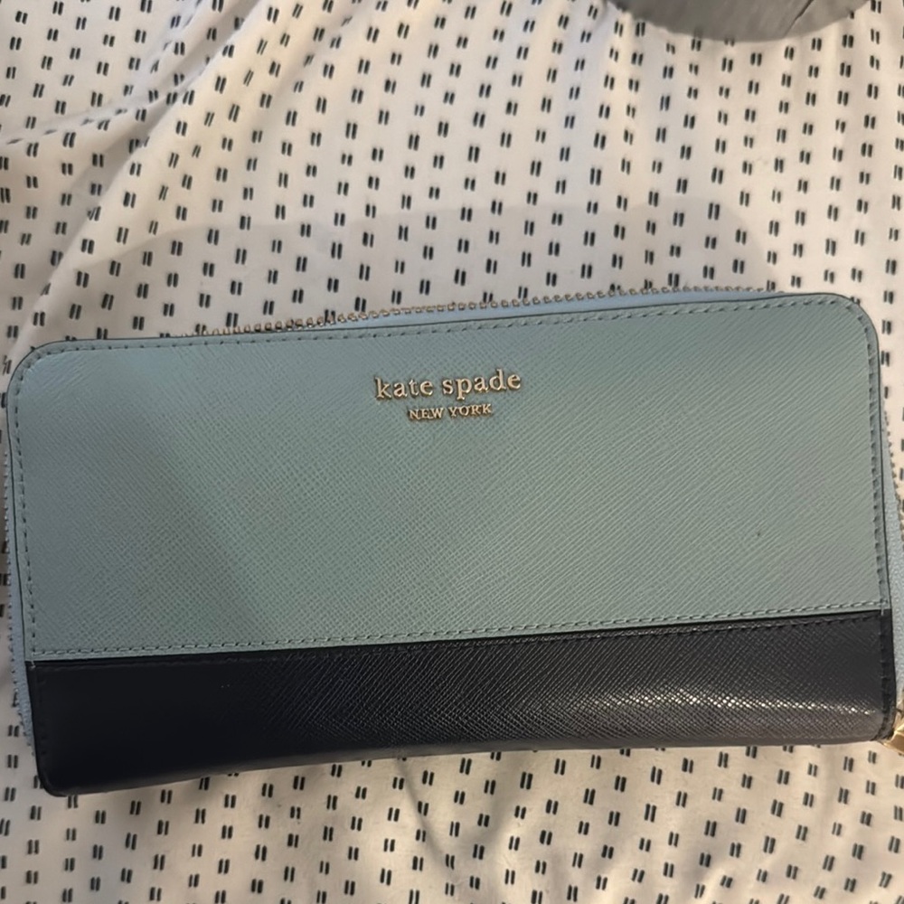 Kate Spade Light Blue and Black Wallet